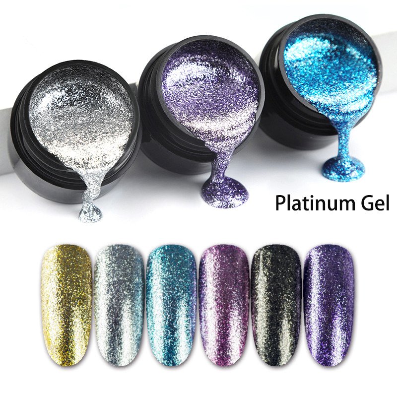 Glitter Gel Nail Privatet Label 8ml 5ml Glitter Color Gel Polish Platinum Glitter Gel